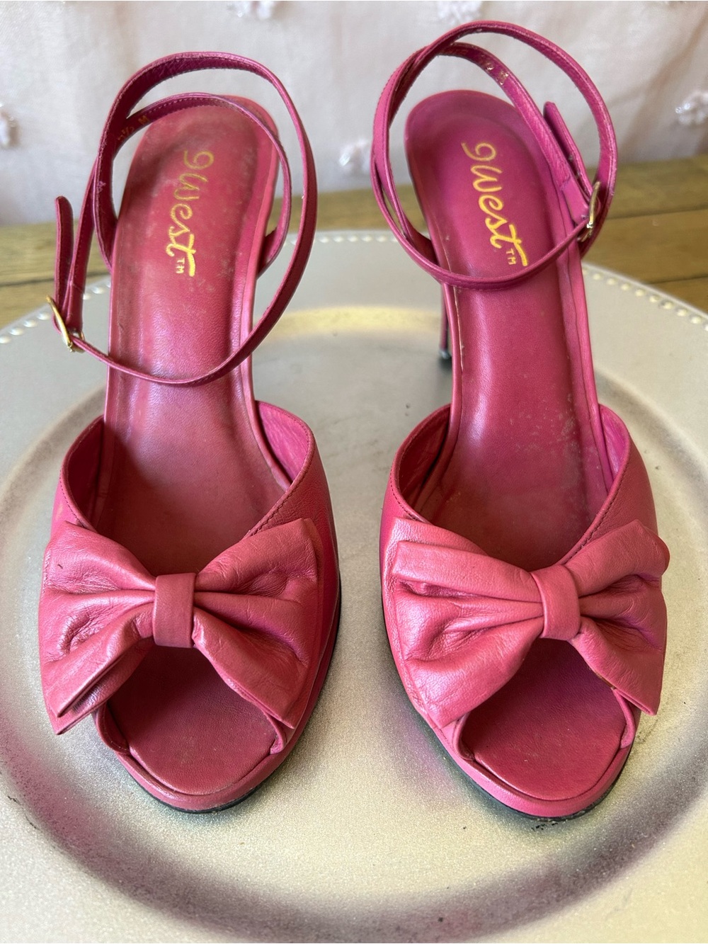 HEELS- Bow Front Peep-Toe Ankle Strapped Heels in Fuchsia Pink